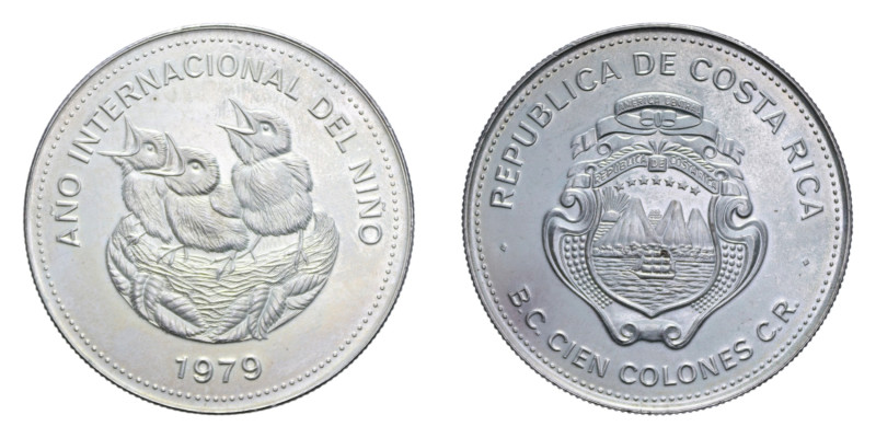 COSTA RICA 100 COLONES 1979 AG. 35 GR. qFDC