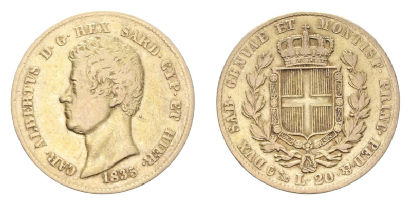CARLO ALBERTO (1831-1849) 20 LIRE 1835 GENOVA NC AU. 6,41 GR. BB