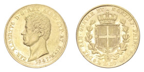 CARLO ALBERTO (1831-1849) 20 LIRE 1847 GENOVA AU. 6,47 GR. qSPL