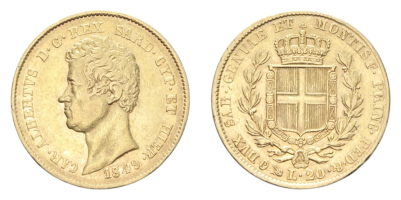 CARLO ALBERTO (1831-1849) 20 LIRE 1849 GENOVA AU. 6,44 GR. SPL