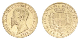 VITT. EMANUELE II (1849-1861) 20 LIRE 1852 GENOVA AU. 6,41 GR. BB-SPL