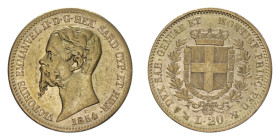 VITT. EMANUELE II (1849-1861) 20 LIRE 1854 GENOVA AU. 6,42 GR. BB-SPL/qSPL
