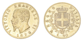 VITT. EMANUELE II (1861-1878) 20 LIRE 1876 ROMA AU. 6,45 GR. BB-SPL