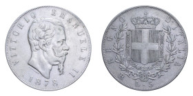 VITT. EMANUELE II (1861-1878) 5 LIRE 1878 ROMA NC AG. 24,85 GR. BB