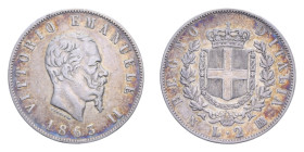 VITT. EMANUELE II (1861-1878) 2 LIRE 1863 NAPOLI STEMMA AG. 9,88 GR. BB
