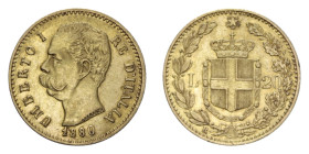 UMBERTO I (1878-1900) 20 LIRE 1880 ROMA AU. 6,45 GR. qSPL