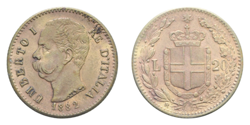 UMBERTO I (1878-1900) 20 LIRE 1882 ROMA 4,40 GR. SPL (FALSO)