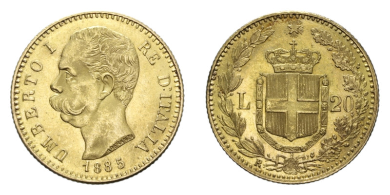 UMBERTO I (1878-1900) 20 LIRE 1885 ROMA AU. 6,45 GR. qFDC