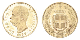 UMBERTO I (1878-1900) 20 LIRE 1897 ROMA R AU. 6,45 GR. FDC
