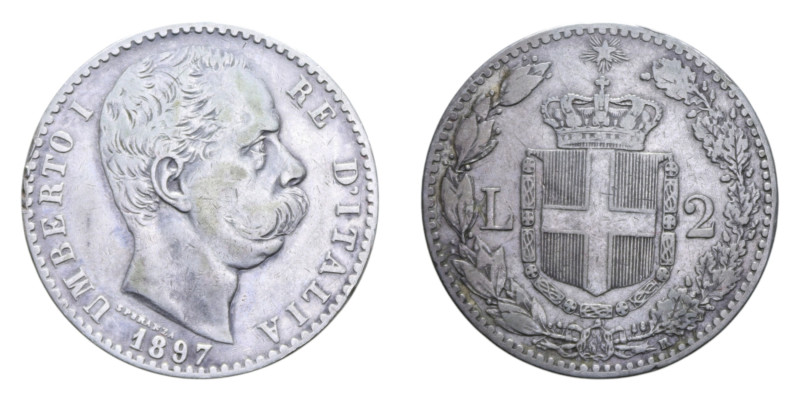UMBERTO I (1878-1900) 2 LIRE 1897 ROMA AG. 9,91 GR. BB
