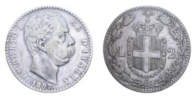 UMBERTO I (1878-1900) 2 LIRE 1897 ROMA AG. 9,91 GR. BB