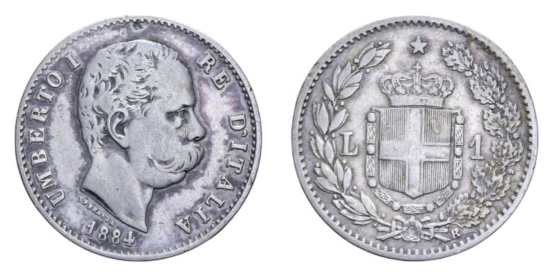 UMBERTO I (1878-1900) 1 LIRA 1884 ROMA NC AG. 4,98 GR. qBB/BB