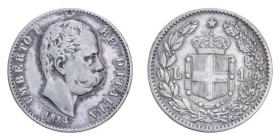 UMBERTO I (1878-1900) 1 LIRA 1884 ROMA NC AG. 4,98 GR. qBB/BB