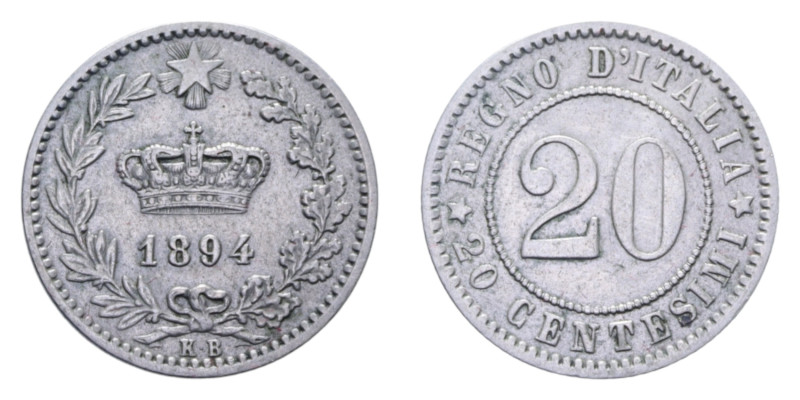 UMBERTO I (1878-1900) 20 CENT. 1894 K.B. NI.3,97 GR. SPL