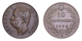 UMBERTO I (1878-1900) 10 CENT. 1893 ROMA NC CU. 9,93 GR. BB-SPL
