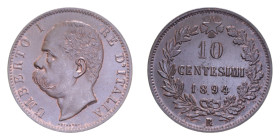 UMBERTO I (1878-1900) 10 CENT. 1894 ROMA R CU. 10,07 GR. FDC