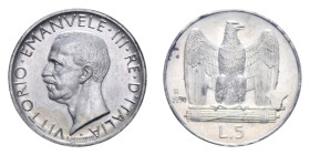 VITT. EMANUELE III (1900-1943) 5 LIRE 1930 AQUILINO R AG. 5 GR. SPL-FDC