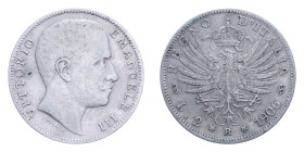 VITT. EMANUELE III (1900-1943) 2 LIRE 1906 AQUILA SABAUDA AG. 9,95 GR. BB