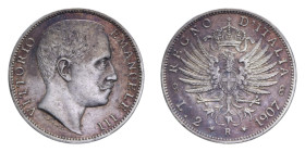 VITT. EMANUELE III (1900-1943) 2 LIRE 1907 AQUILA SABAUDA AG. 10,01 GR. BB-SPL