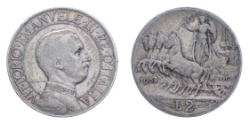 VITT. EMANUELE III (1900-1943) 2 LIRE 1908 QUADRIGA VELOCE AG. 9,95 GR. qBB