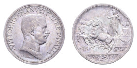 VITT. EMANUELE III (1900-1943) 2 LIRE 1915 QUADRIGA BRIOSA AG. 9,97 GR. qSPL/SPL+