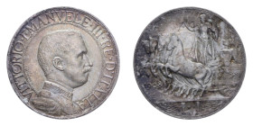 VITT. EMANUELE III (1900-1943) 1 LIRA 1908 QUADRIGA VELOCE NC AG. 5 GR. SPL/BB-SPL