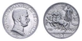 VITT. EMANUELE III (1900-1943) 1 LIRA 1916 QUADRIGA BRIOSA R AG. 5,02 GR. BB+/BB-SPL