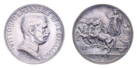 VITT. EMANUELE III (1900-1943) 1 LIRA 1917 QUADRIGA BRIOSA AG. 5 GR. SPL