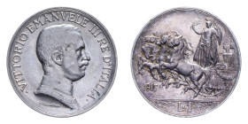 VITT. EMANUELE III (1900-1943) 1 LIRA 1917 QUADRIGA BRIOSA AG. 5,02 GR. SPL+