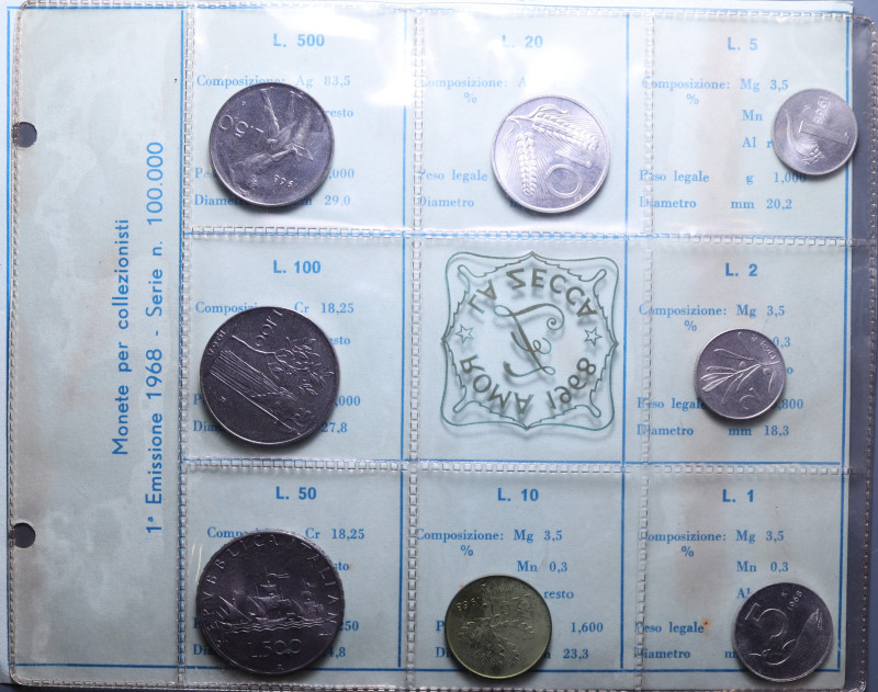 SERIE IN LIRE 1968 CON AG. IN BLISTER FDC