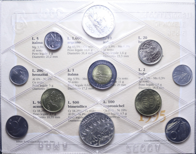 SERIE IN LIRE 1995 CON AG. IN BLISTER FDC