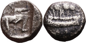 Phoenicia, Obol, Sidon (375-333 BC) Obverse: Galley l.; legend in Phoenician, Reverse. Persian king battling lion