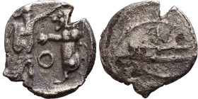 Phoenicia, Obol, Sidon (375-333 BC) Obverse: Galley l.; legend in Phoenician, Reverse. Persian king battling lion