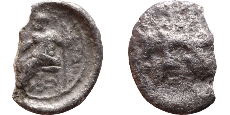 Hellenistic period coin (4-1 century BC)Silver. Obverse: Unredable Rev: Zeus sea...