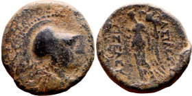 Alexander I Ballas (Seleukid king: 150-145) Bronze. Obv: Bust of Athena. Rev: Nike walking left