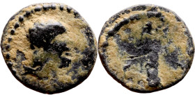 Hellenistic period coin (4-1 century BC) bronze coin. Obv: Unredable. Rev: Standing figure