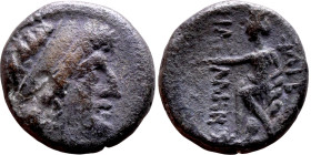 Uncertain ruler (Seleukid Kings) bronze coin. Obv: Bust of King. Rev: Standing tyche