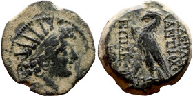 Antiochos VIII Epiphanes (Seleukid King: 121-96 BC). AE bronze. Obv.: diademed head of Antiochus right. Rev.: BAΣІΛEΩΣ ANTIOXOY EΠIΦANOYΣ; Eagle stand...