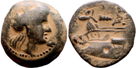 Phoenicia (III – I Century BC) bronze. Obv: Bust of Tyche. Rev: Galley