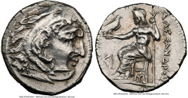 MACEDONIAN KINGDOM. Alexander III the Great (336-323 BC). AR drachm (17mm, 4.27 gm, 5h). NGC AU 2/5 - 3/5, die shift, brushed. Posthumous issue, Lamps...