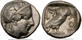 ATTICA. Athens. Ca. 440-404 BC. AR tetradrachm (23mm, 17.18 gm, 11h). NGC Choice XF 4/5 - 4/5. Mid-mass coinage issue. Head of Athena right, wearing e...