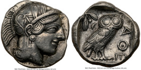 ATTICA. Athens. Ca. 440-404 BC. AR tetradrachm (24mm, 17.20 gm, 11h). NGC XF 5/5 - 3/5, brushed. Mid-mass coinage issue. Head of Athena right, wearing...