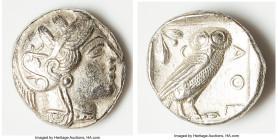 ATTICA. Athens. Ca. 440-404 BC. AR tetradrachm (25mm, 16.81 gm, 8h). XF. Mid-mass coinage issue. Head of Athena right, wearing earring, necklace, and ...