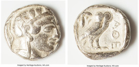 ATTICA. Athens. Ca. 440-404 BC. AR light-weight specimen tetradrachm (24mm, 16.60 gm, 5h). Fine, test cut, graffito. Mid-mass coinage issue. Head of A...
