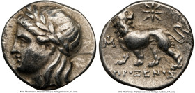 IONIA. Miletus. Ca. 4th-3rd centuries BC. AR drachm (16mm, 1h). NGC VF. Proxenus, magistrate. Laureate head of Apollo left / ΠΡΟΞΕΝΟΣ, lion standing l...
