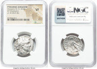 PTOLEMAIC EGYPT. Cleopatra VII (51-30 BC). BI tetradrachm (25mm, 12h). NGC VF. Alexandria, dated Regnal Year 10 (43/2 BC). Diademed head of Ptolemy I ...
