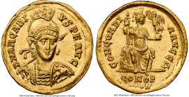 Arcadius, Eastern Roman Empire (AD 383-408). AV solidus (20mm, 4.22 gm, 5h). NGC Choice XF 5/5 - 2/5, die shift, brushed, graffito, clipped. Constanti...