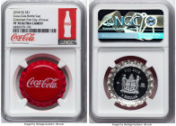 Republic silver Colorized Proof "Coca-Cola Bottle Cap" Dollar 2018 PR70 Ultra Cameo NGC, Crown mint (Scottsdale AZ), KM-Unl. First Day of Issue. HID09...