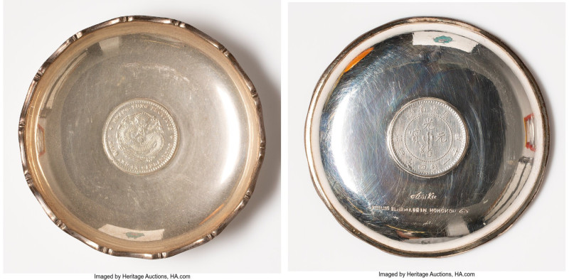 People's Republic. Kwangtung 20 Cents Coin Mounted silver Ash-Tray, 75.6mm. 33.4...