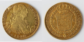 Charles IV gold 8 Escudos 1807 LM-JP XF (Obverse Scratches), Lima mint, KM101, Fr-40. 35.5mm. 27.01gm. HID09801242017 © 2024 Heritage Auctions | All R...